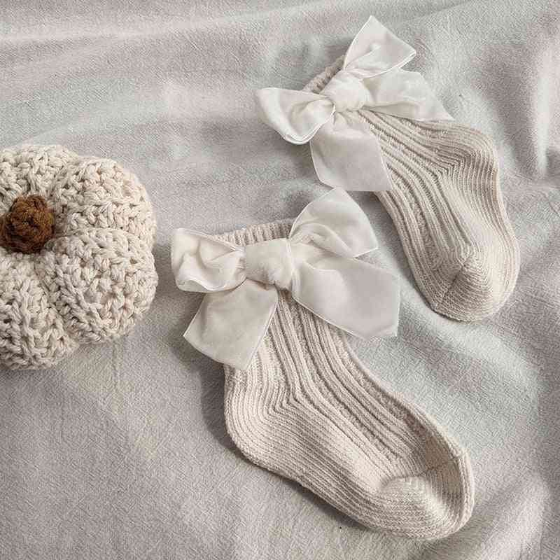 Baby Socks Big Bows Cotton Sock Stripe Infant Spring Leg Warmers