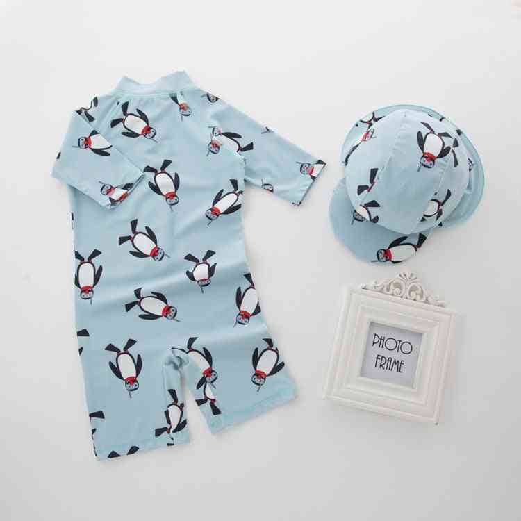 Summer Baby Swimwear & Hat Set, Penguin Animals Swimming Suit -