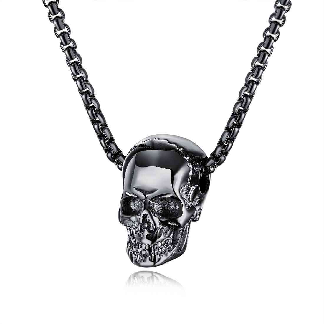 Stainless Steel Punk  Skeleton Pendant Necklace