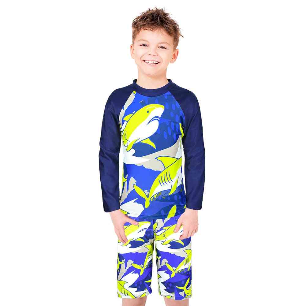 Shark Print Swimsuit Set Shorts Bathing Suit For
