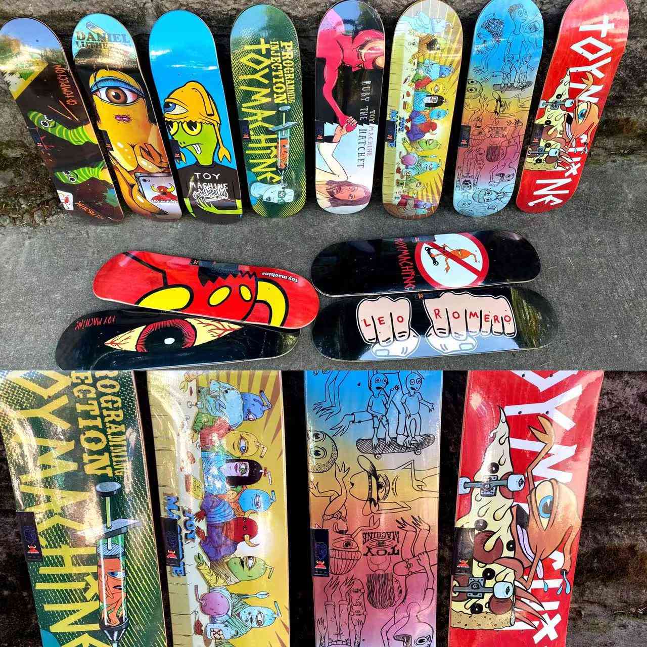 Original skateboarddäck med leksaksmaskinelement