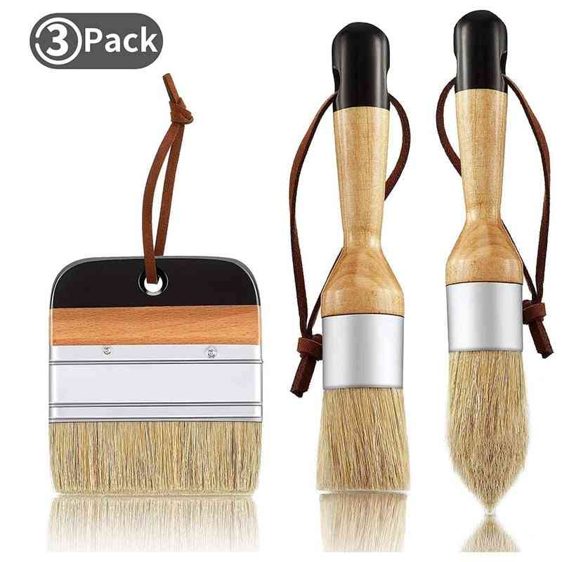 3pack Chalk And Wax Paint Brushes Bristle