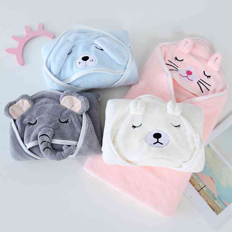 Animal- Cute Bathrobe, Swaddling Wrap, Warm Blankets Towels With Hood For Baby