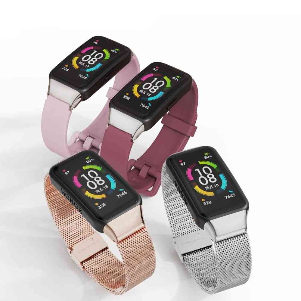 6 Bracelet Silicone Metal Wristbands