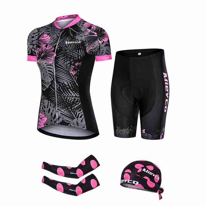 Woman Mountain Bike Jumpsuit Jersey Shorts Bib Set