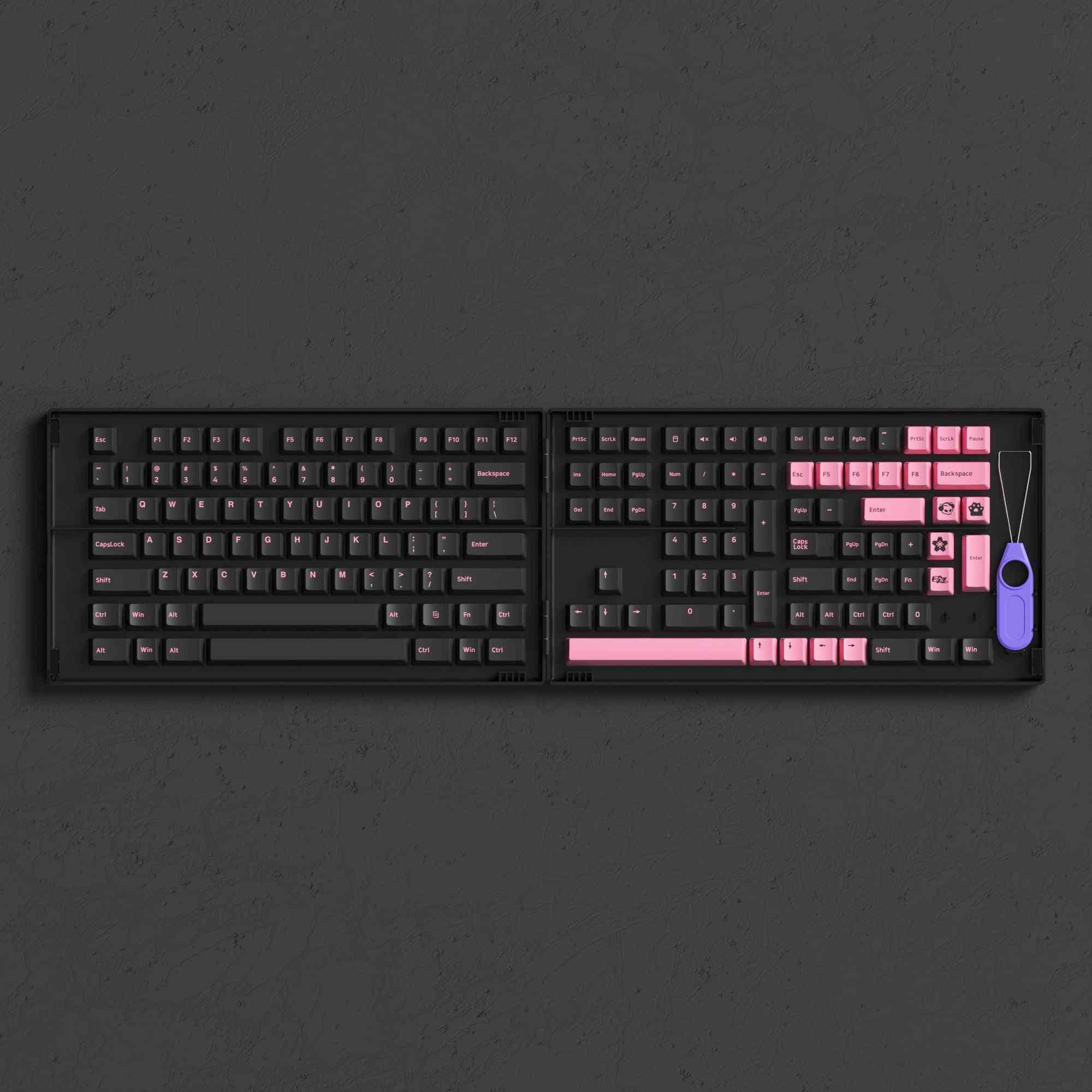 Black & Pink Asa Or Cherry Profile Keycaps Set