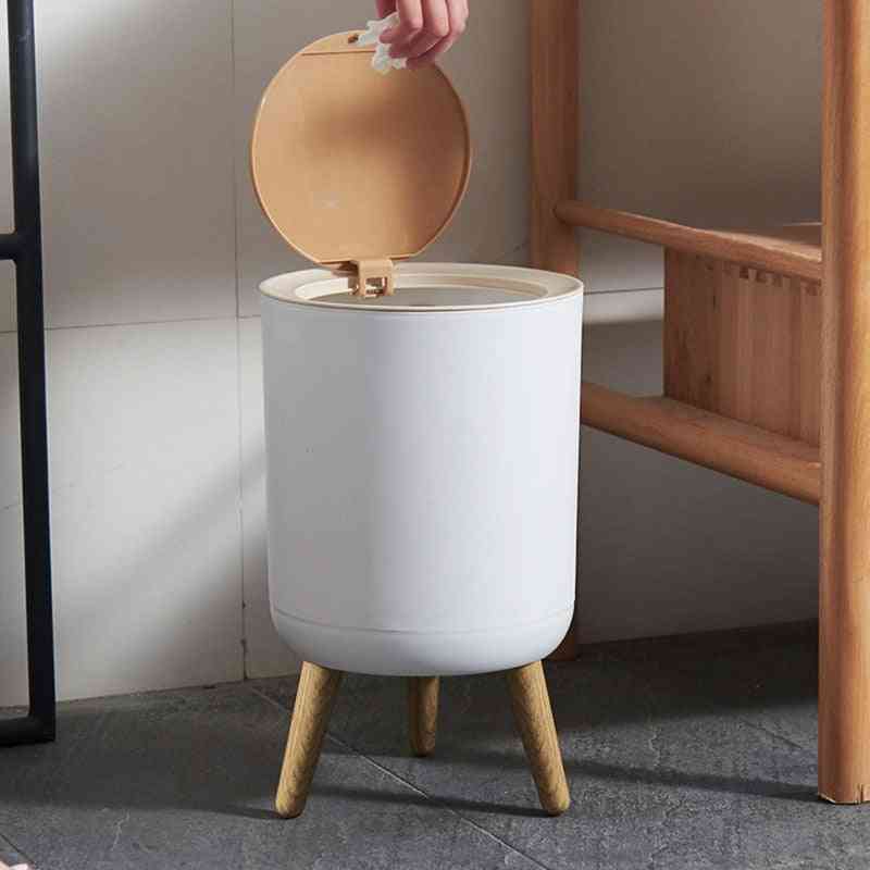One Press Top Trash Can With Lid Waste Basket Nordic Garbage Cans