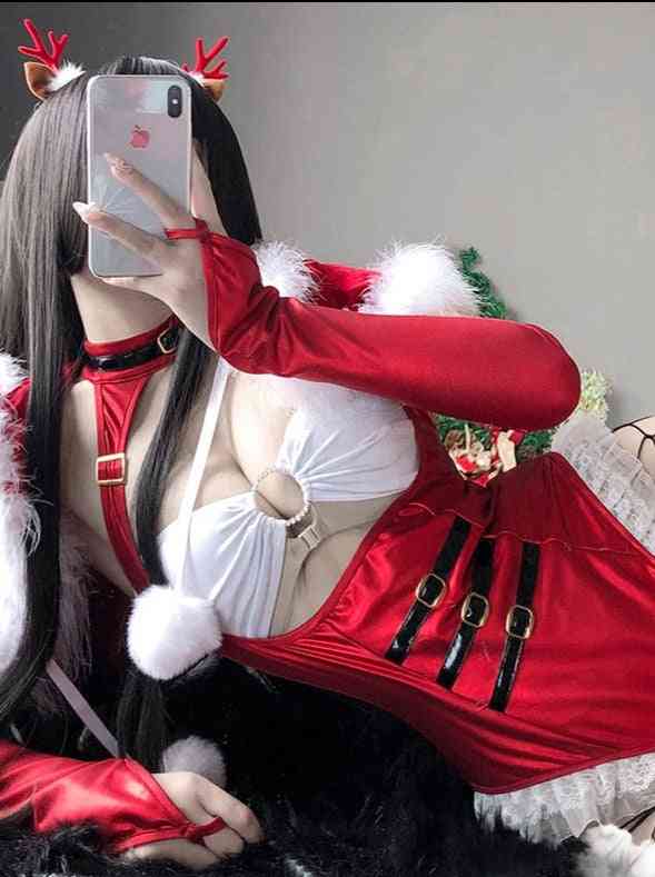 Rød juleprinsesse cosplay kostumer sjal handsker
