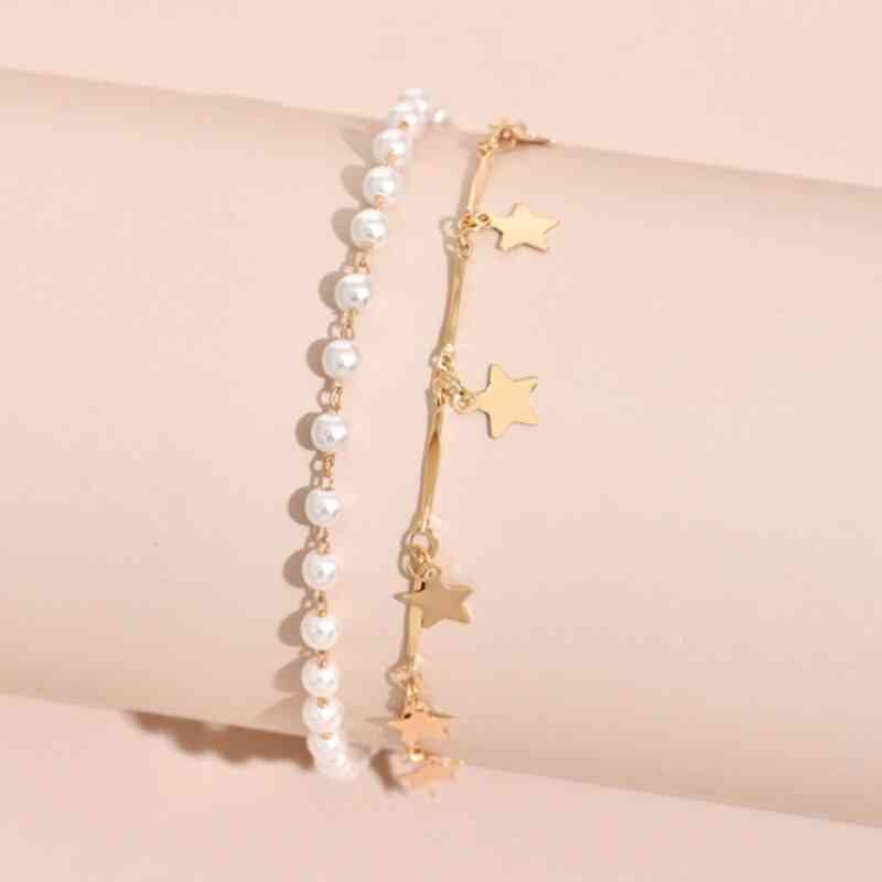 Imitation Pearl Geometric Five-pointed Star Anklets Foot Jewelry