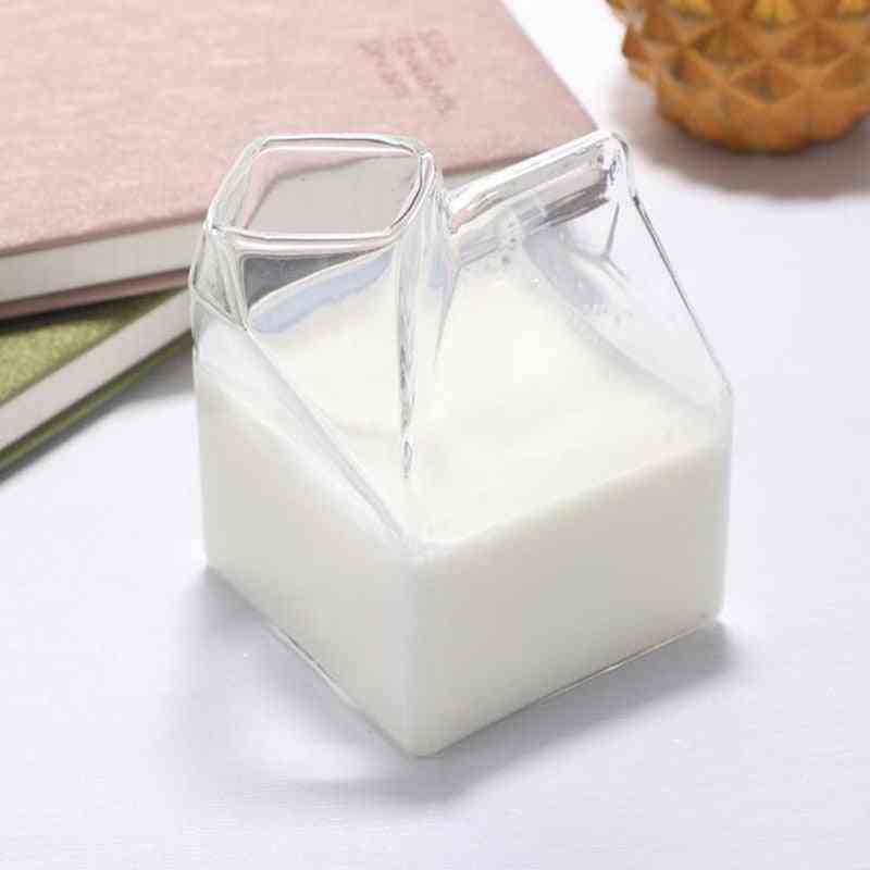 Half Pint Milk Carton Style Creative Mini Creamer Jug Glass Mug