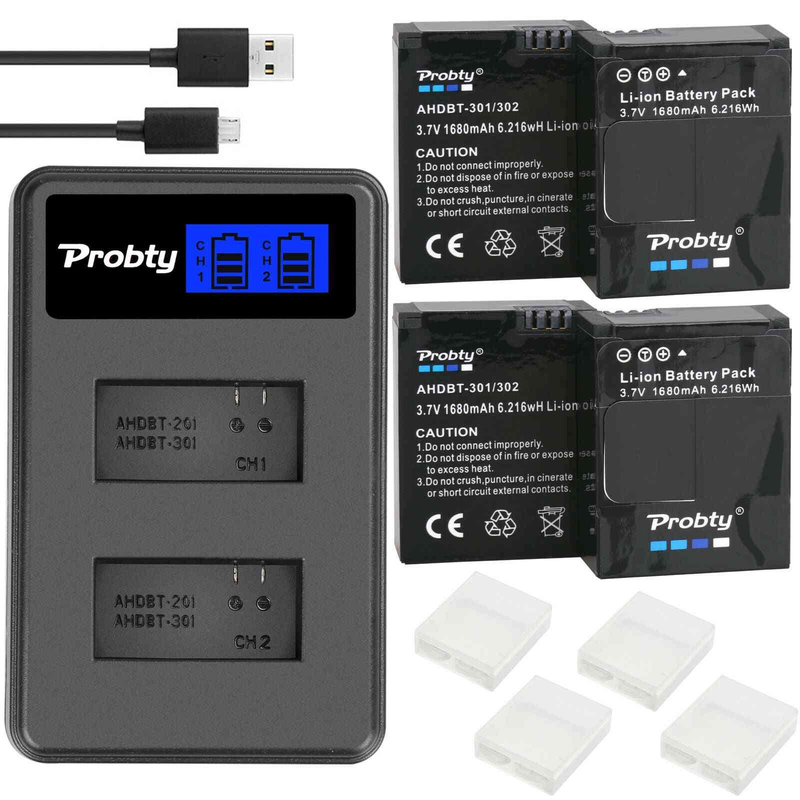 Original Probty For Gopro Hero3  ,3+ Battery +lcd Dual Charger