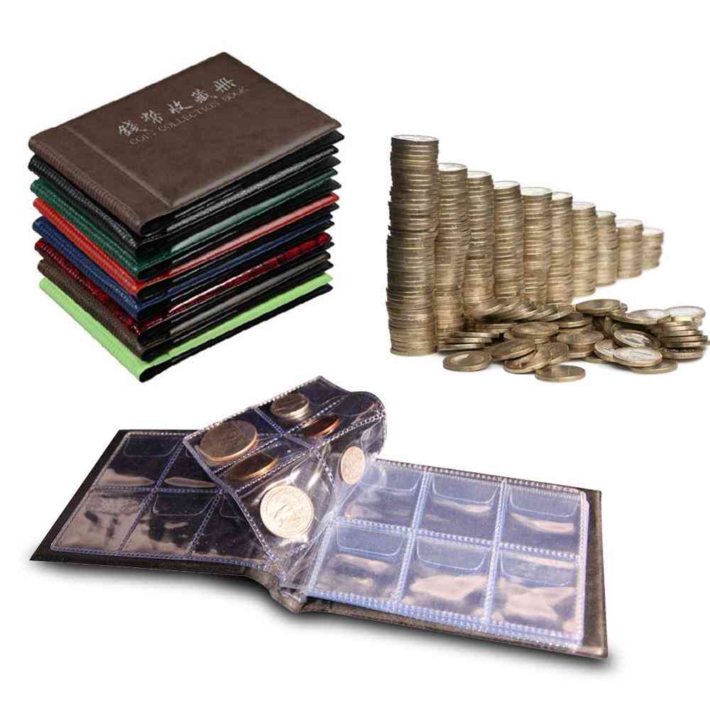 Coins Collection Book Pockets Pu Leather Coin