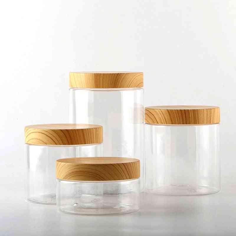 Plastic Jar With Bamboo Lid Sealed Canister Food Storage Bottles