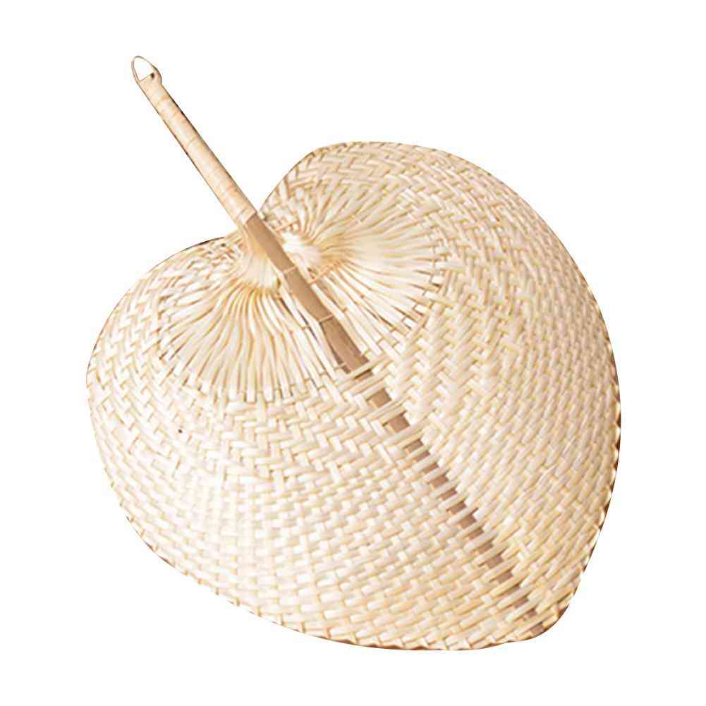 Heart Shaped Bamboo Woven Fan - Artificial Diy Woven Cooling Fan Home Decoration