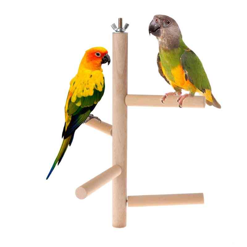Natural Wood Rotating Ladder For Bird Parakeet Cage