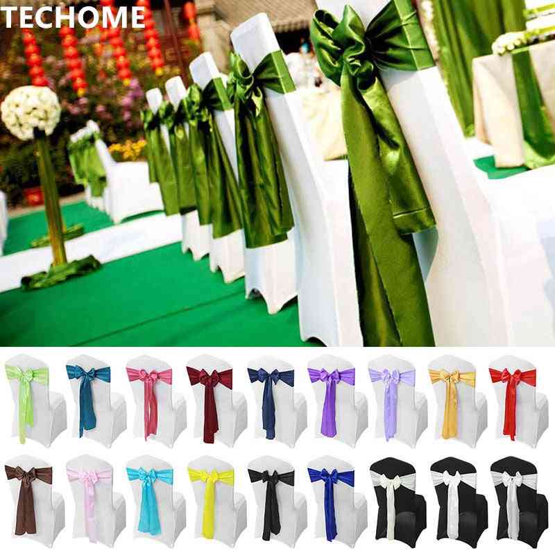 5pcs Satin Chair Sashes Teal Pretty Chair Bow Ribbon For Wedding Banquet Meeting Chairs Covers Decoration Large Belt