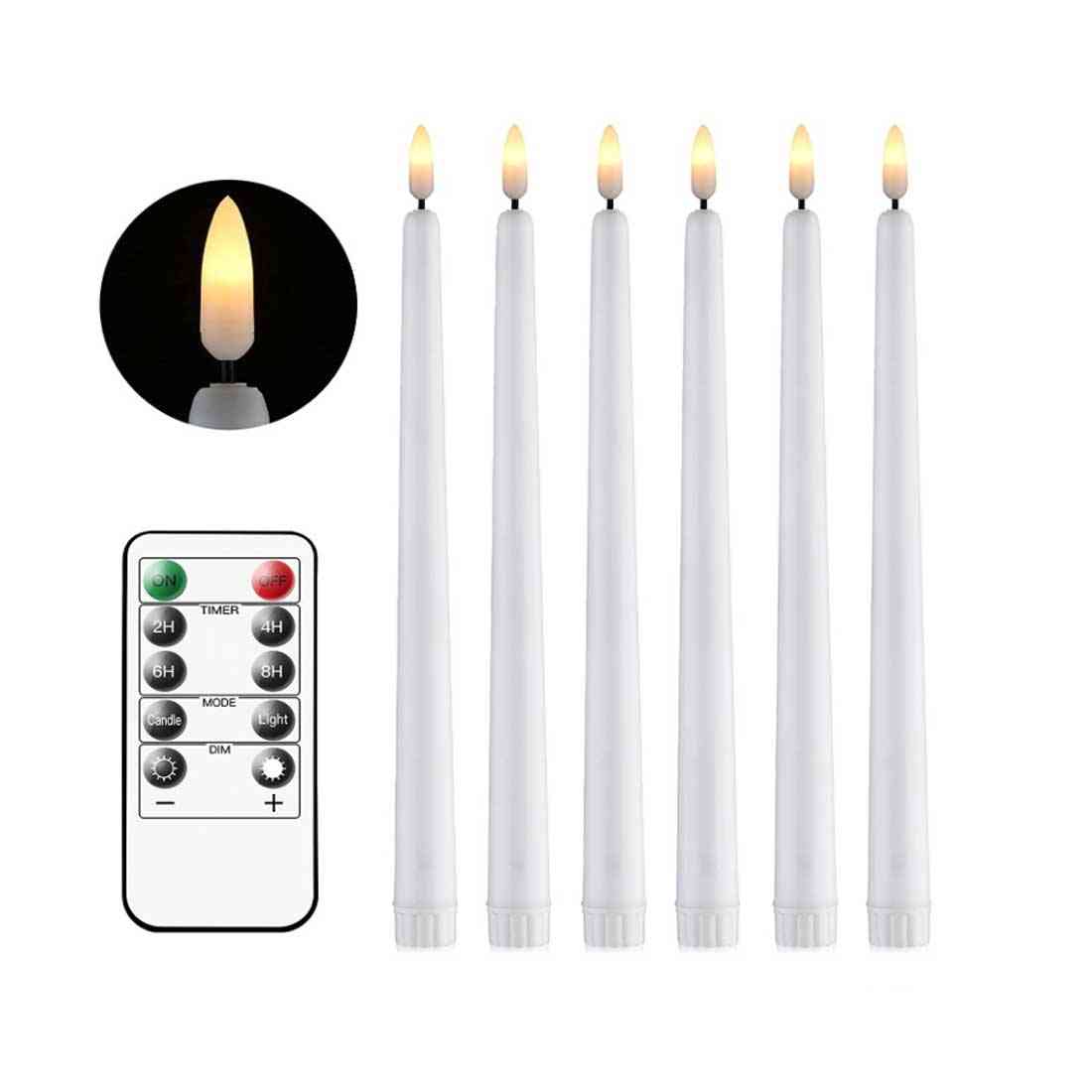 Pack Of 6 Remote Or Not Remote Led Taper Candlesticks For Wedding,plastic Flameless Warm White 11 Inch Battery Powered Candles