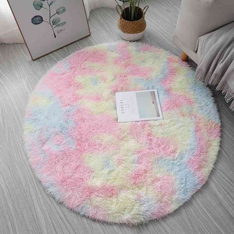 Round Plush Carpet Shaggy Fluffy Rugs For Living Room
