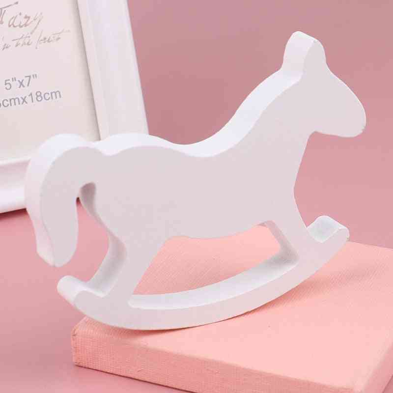 Figurines & Miniatures White Wooden Rocking Horse