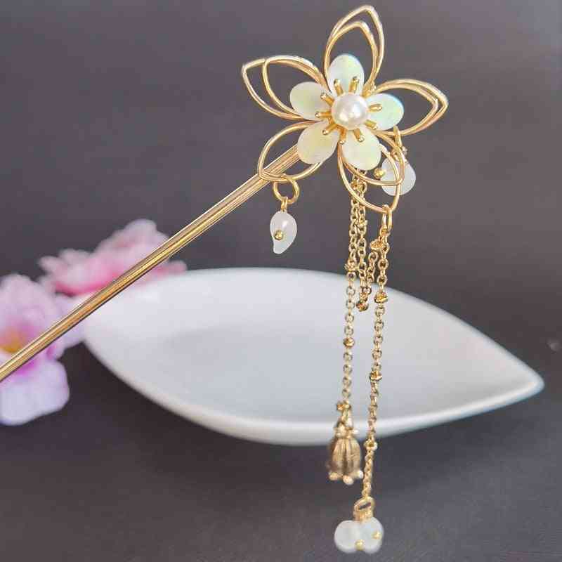 Chinese Style Tassels Metal Pearl Hair Pins