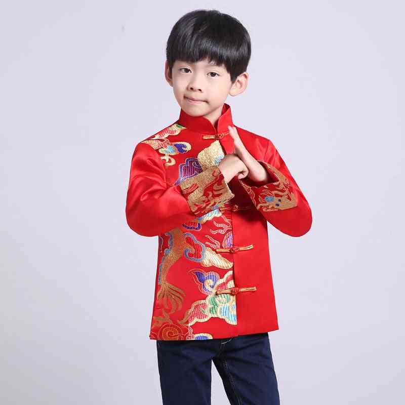 Tang Suit Red Traditional Chinese Clothing For Kids
