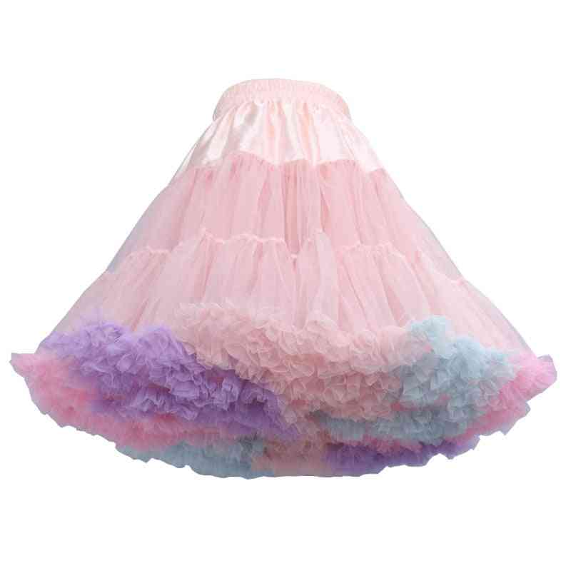 Rainbow Cloud Short Tutu Skirt-womens Elastic Waist Tulle Petticoat