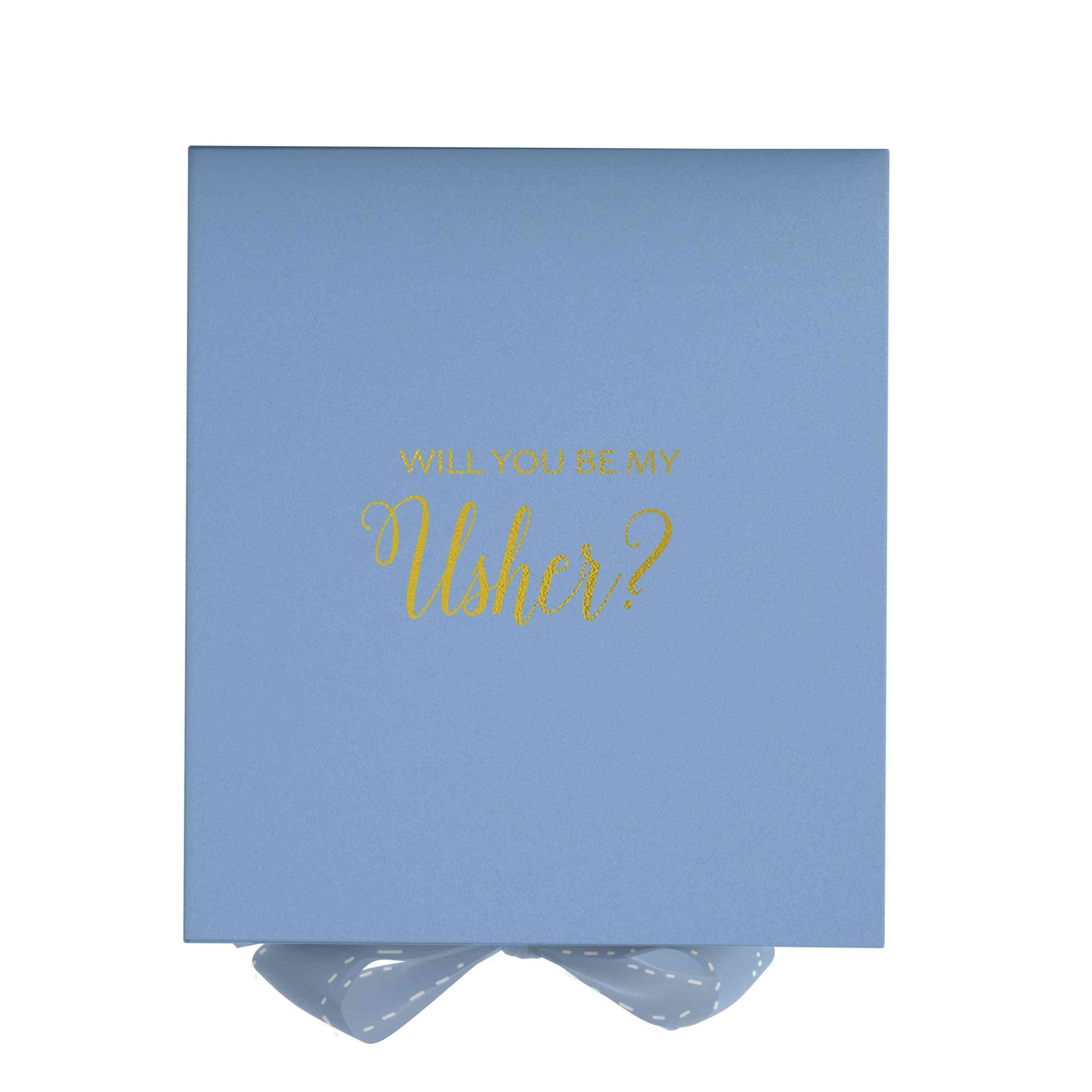 Will You Be My Usher? Proposal Box Light Blue - No Border