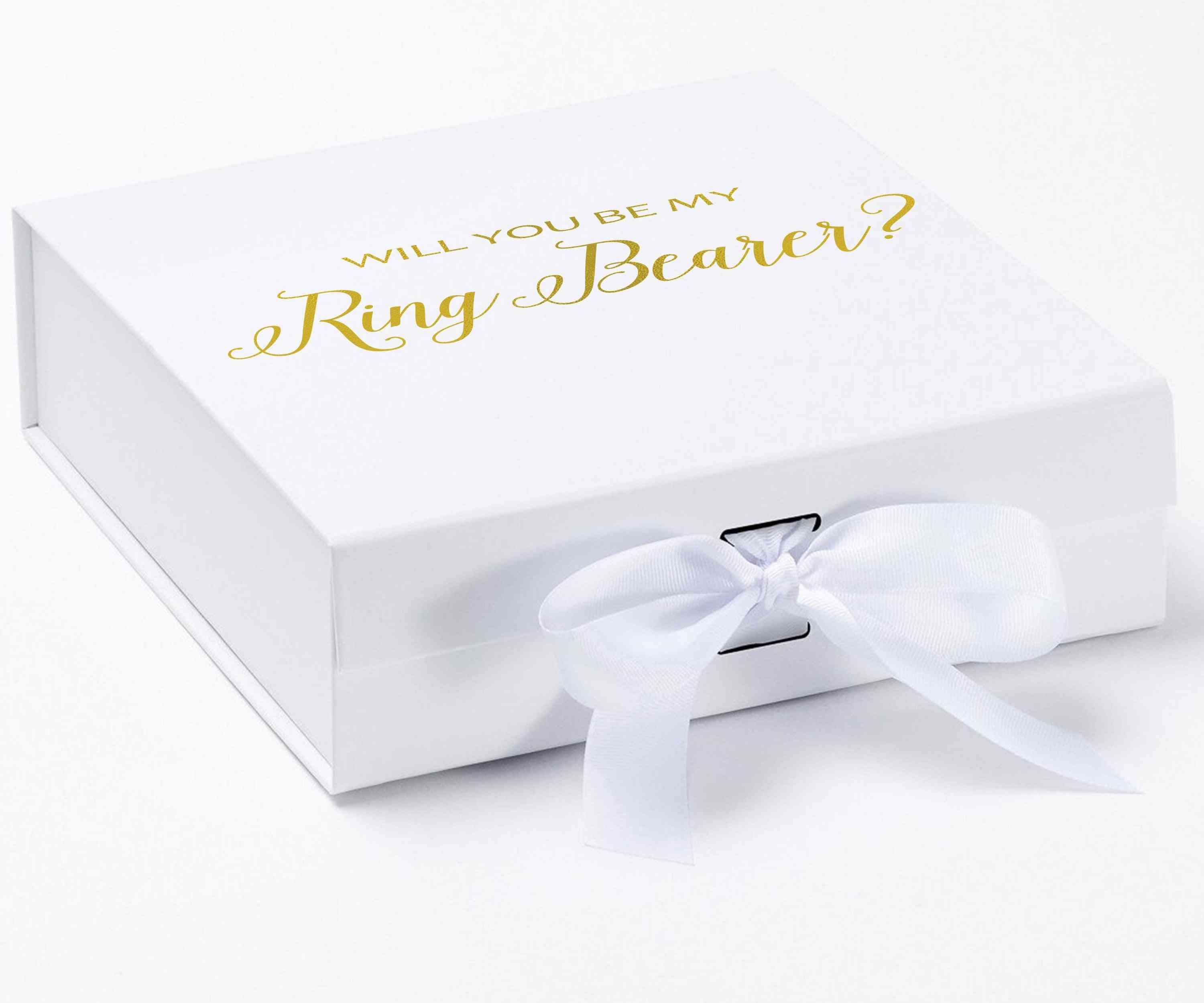 Will You Be My Ring Bearer? Proposal Box White - No Border