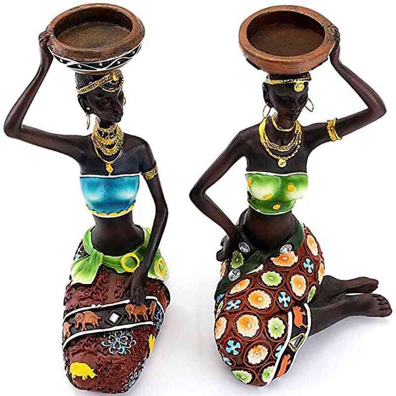 Candleholder African Figurines Dining Room Decoration