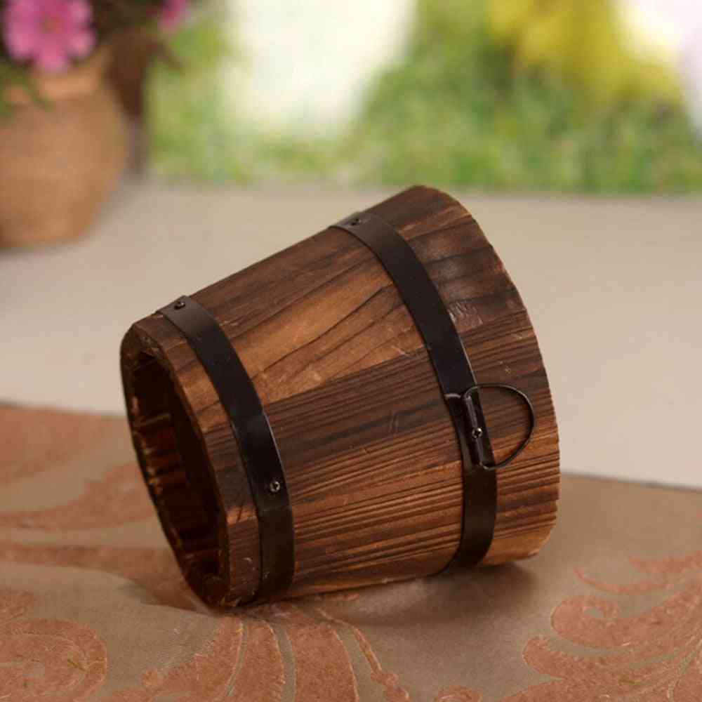 New Small Barrel Primaries Small Wooden Ornamental Flower Pot