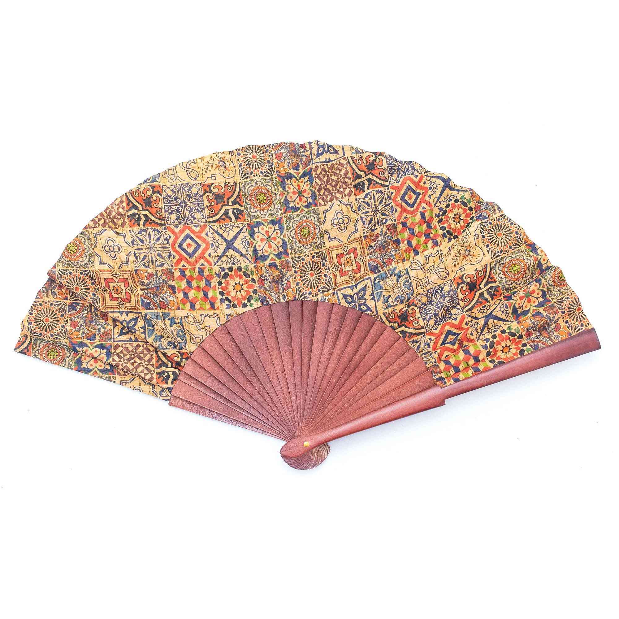 Cork Hand Fan With Traditional Portuguese Parrten