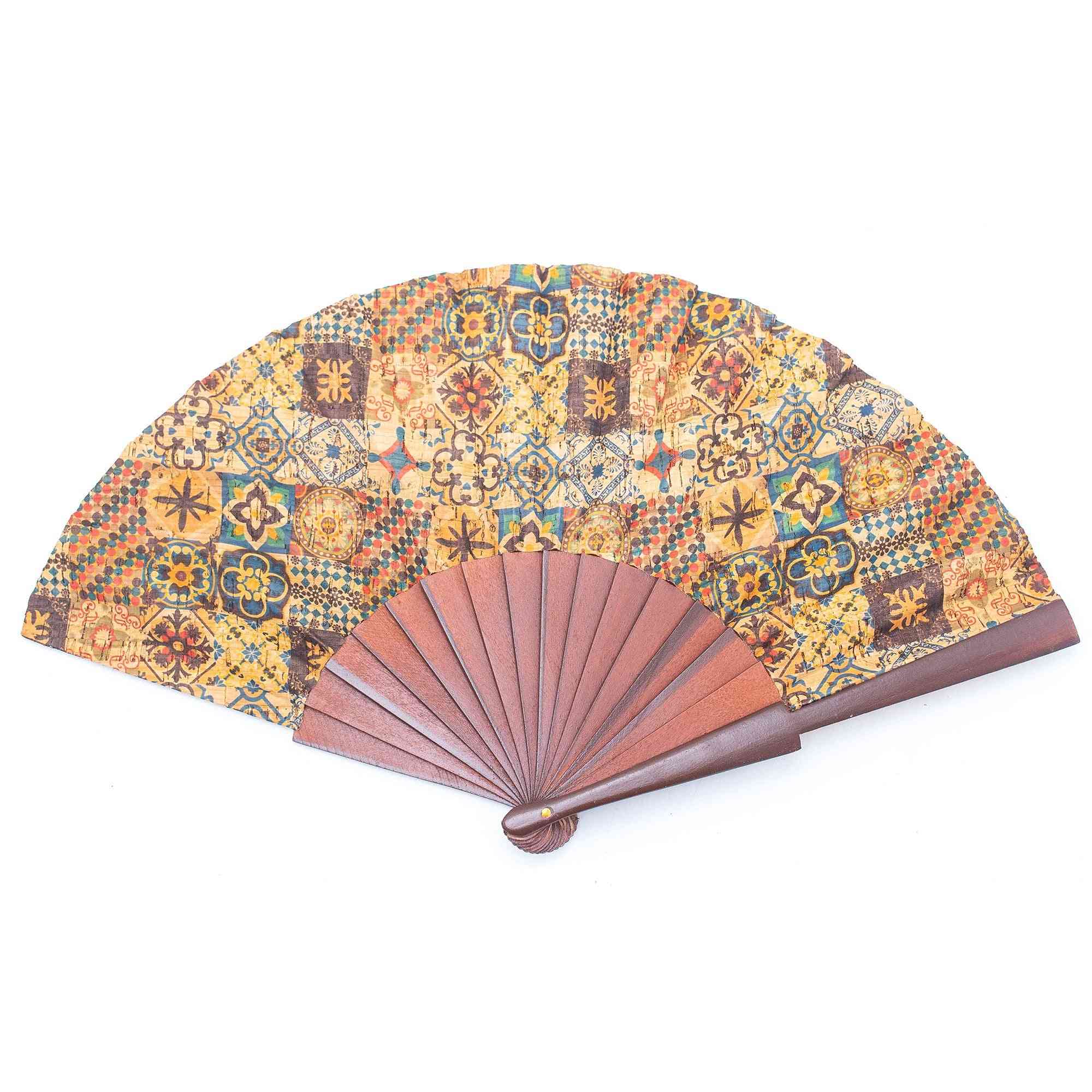 Cork Hand Fan With Traditional Portuguese Parttern