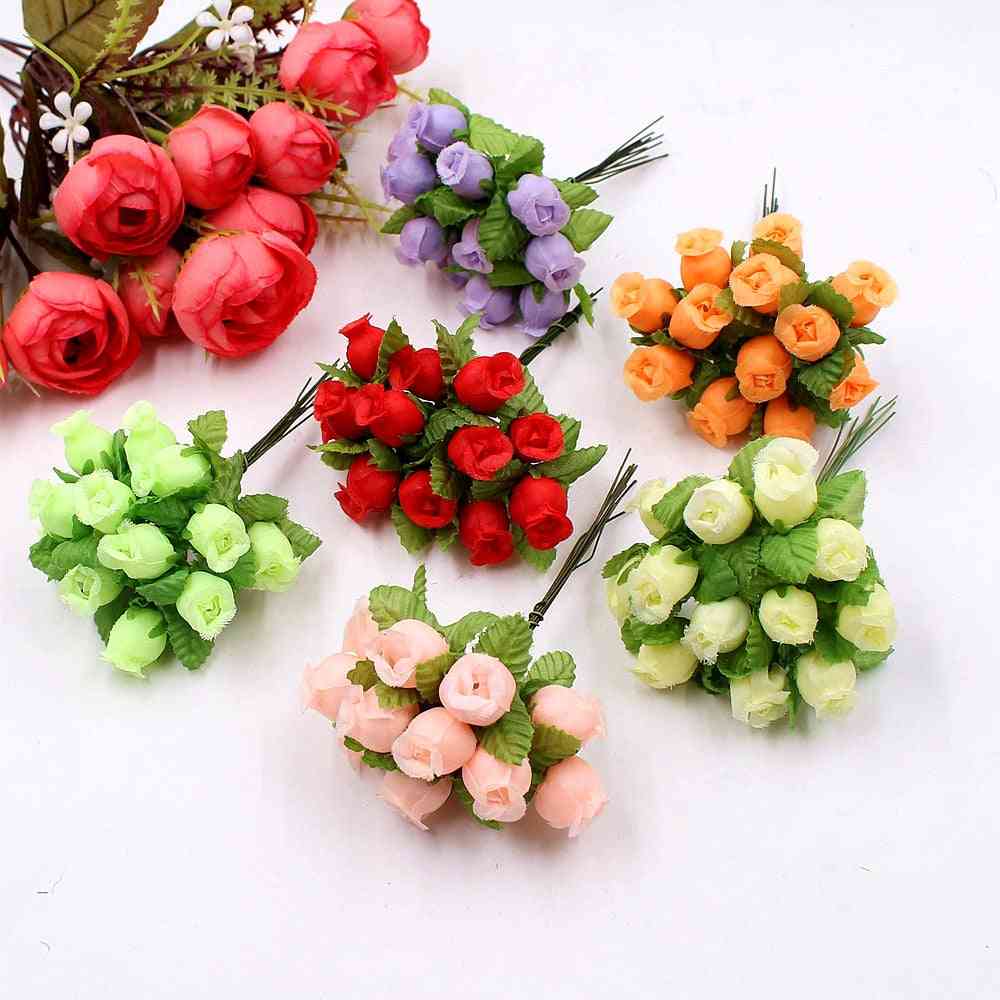 Mini Bouquet Christmas Artificial Flowers Silk Rose