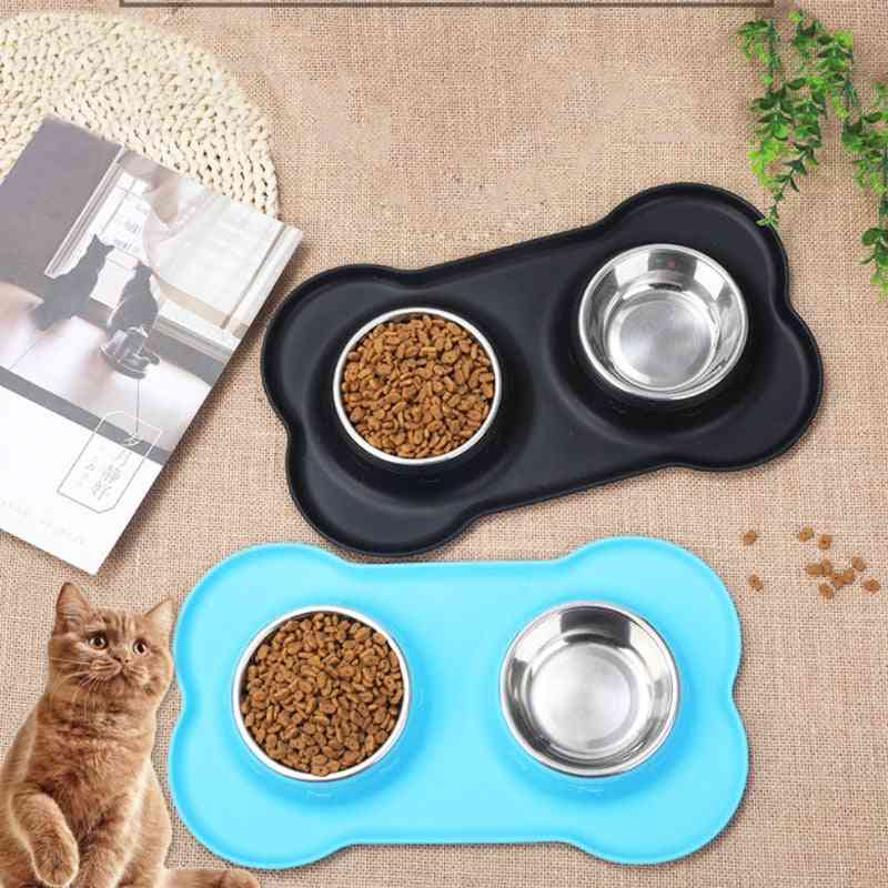 Dog Bowl With Silicone Mat Drinking Bowls For Dogs Cats