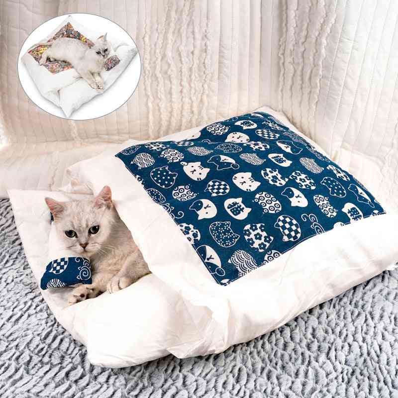 Japanese Cat Bed Warm Cat Sleeping Bag With Pillow