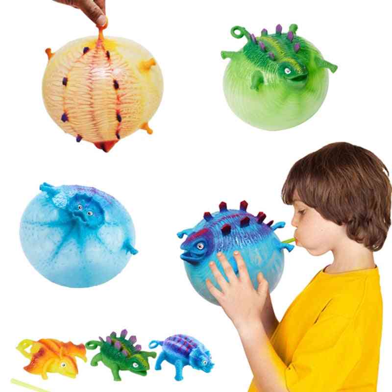 Funny Blowing Animal Vent Toy, Inflatable Dinosaur Ball Water Balloon