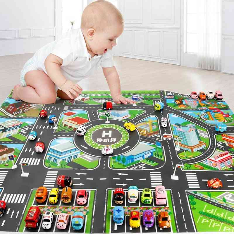 Road Mat Traffic Car Map Boy Educational Toy Road Carpet Playmat For Baby Mats Cartoon City Rug Kids Games