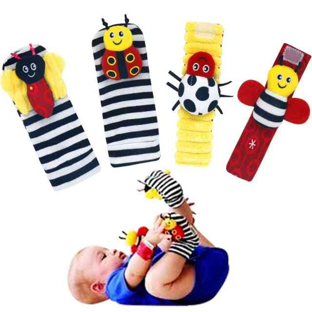 Cartoon Plush Socks Wrist Strap Rattles Baby