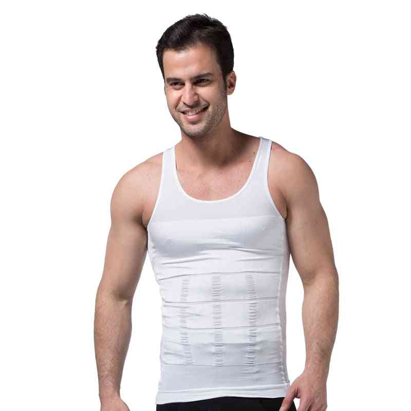 Män bantning kropp shapewear korsett väst skjorta kompression buken mage