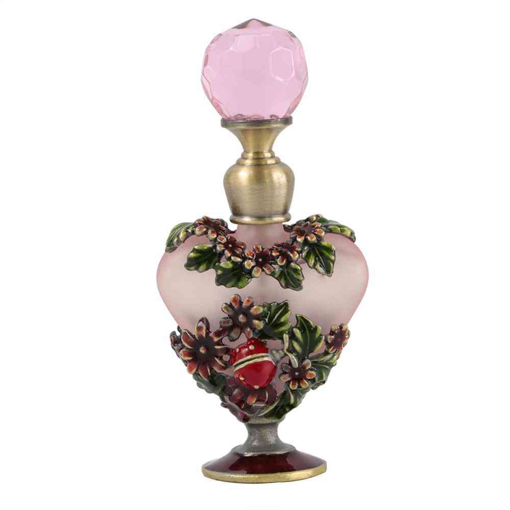 5ml Empty Vintage Heart Crystal Metal Perfume Bottle