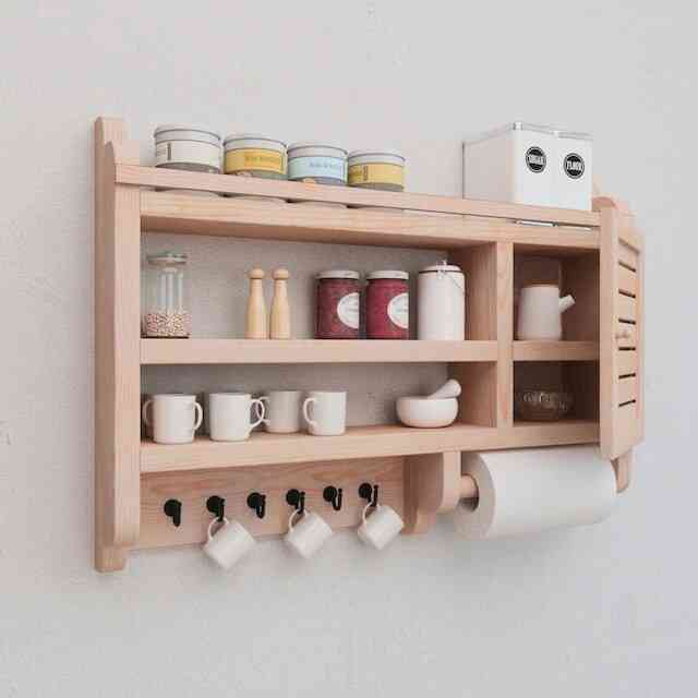Pantry Cabinet Wooden Kitchen Cabinet Plate Cup Rack