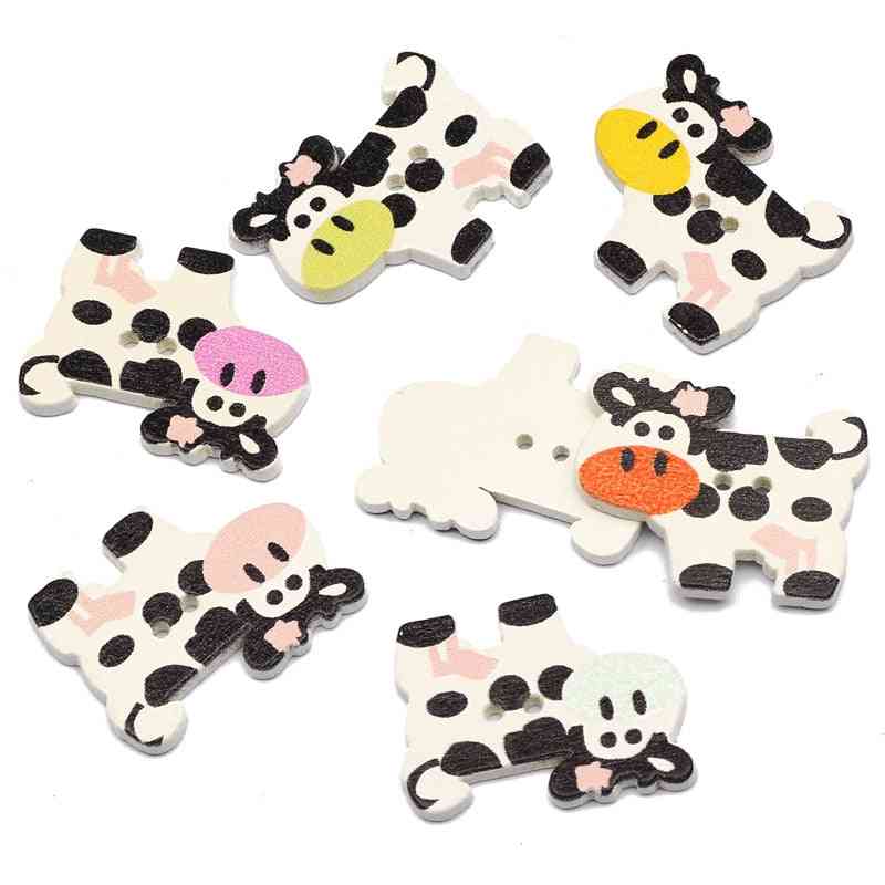 Mixed Cows 2-hole Wooden Buttons For Scrapbooking Crafts Diy