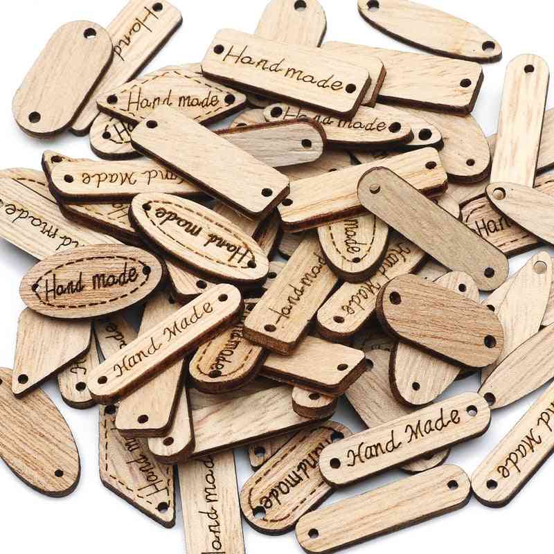 Mixed 2 Holes Wooden Labe Wood Buttons Handmade Tag Label Scrapbooking