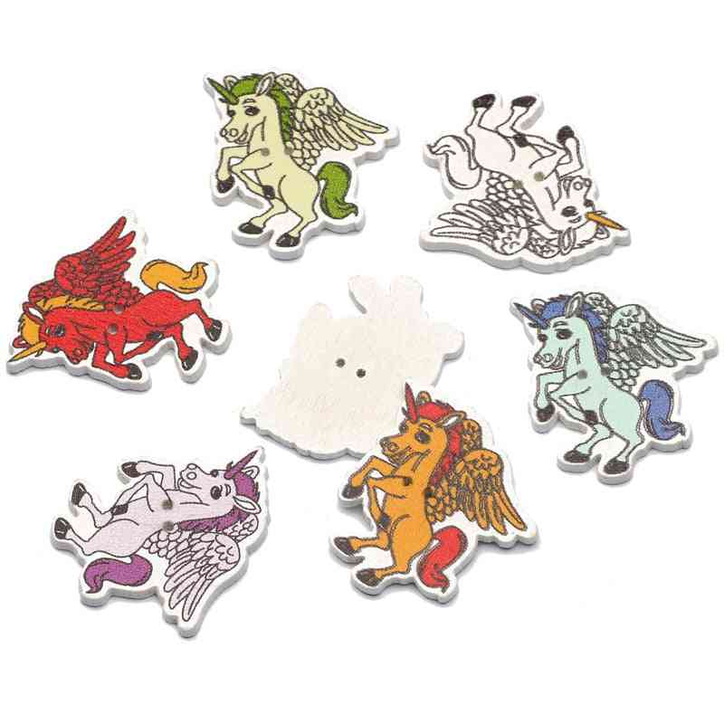 Cute Unicorn Mixed 2hole Wooden Buttons For Baby Clothing  Crafts Buttons