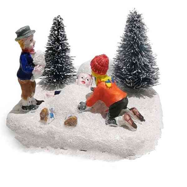 Christmas Village Collecotion Figurines Accessories Kid Playing Figurine