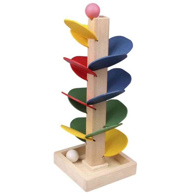 Colorful Tree Marble Ball Run Track Building Blocks Kids Wooden