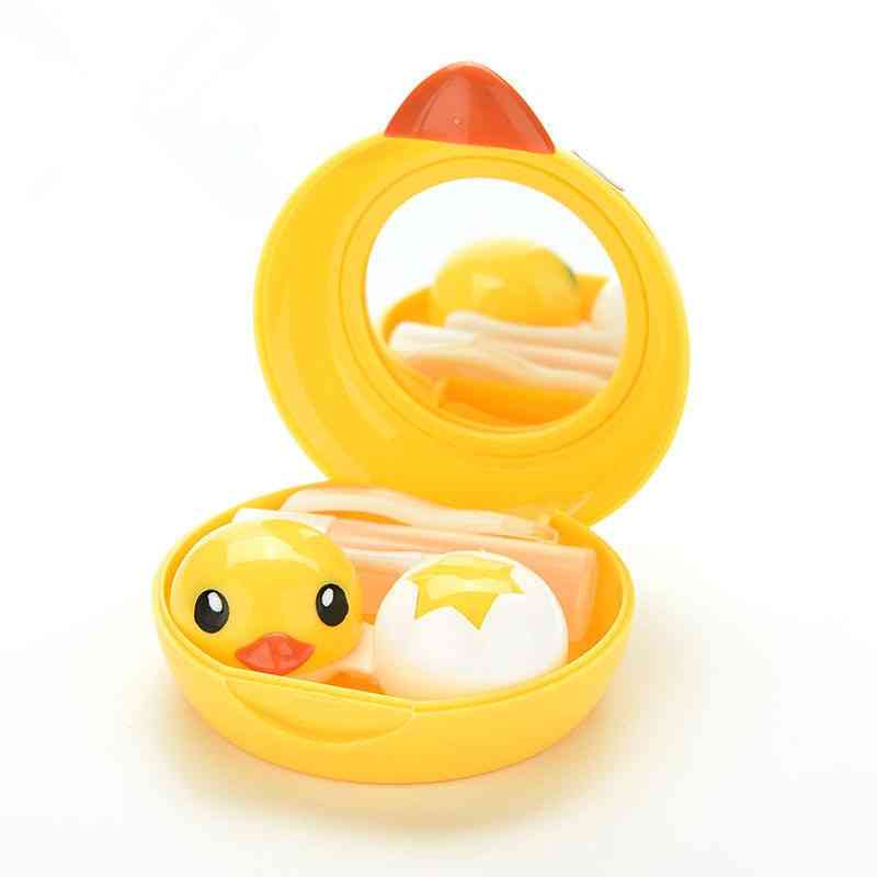 Cute Mini Eyewear Accessories Cartoon Duck Design Contact Lens Box Case