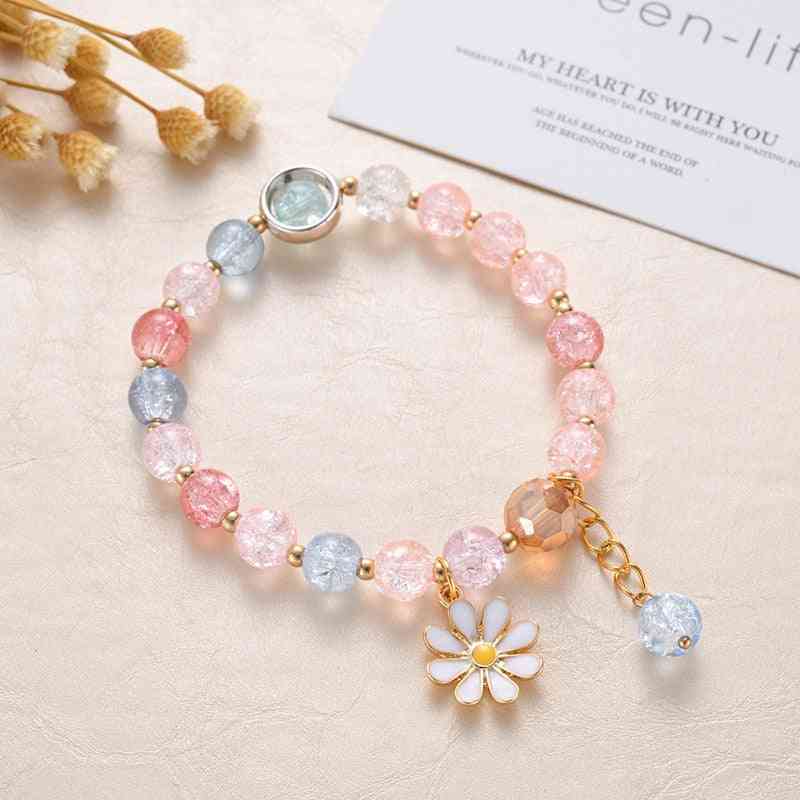 Daisy Flowers Colorful Crystal Beaded Bracelet