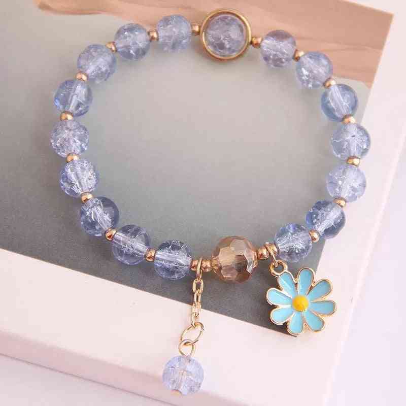 Daisy Flowers Colorful Crystal Beaded Bracelet