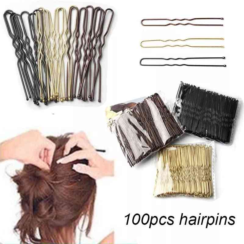 U Shaped Alloy Hairpins Waved Hair Clips